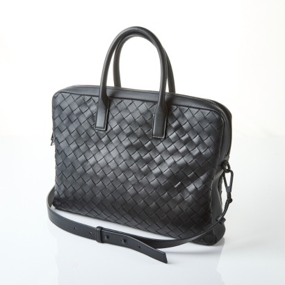 Bottega Veneta Black Intreccio Satchel