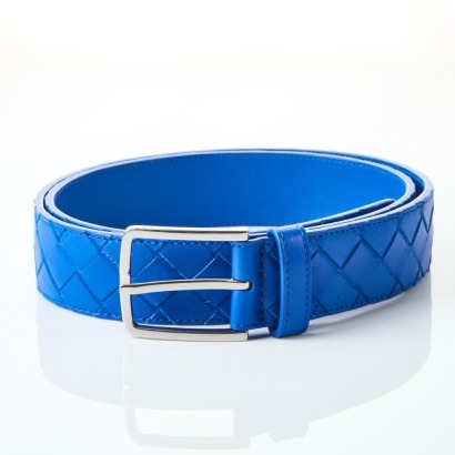 Bottega Veneta Blue Intreccio Belt, 95cm