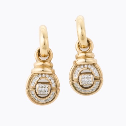 9ct Yellow Gold, Vintage, Cubic Zirconia Earrings