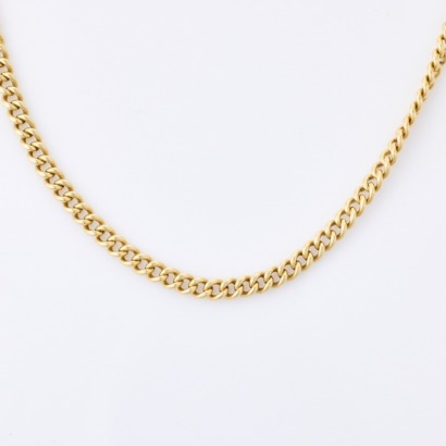 14ct Yellow Gold, Vintage, 47cm Curb Link Chain with Albert Clasp