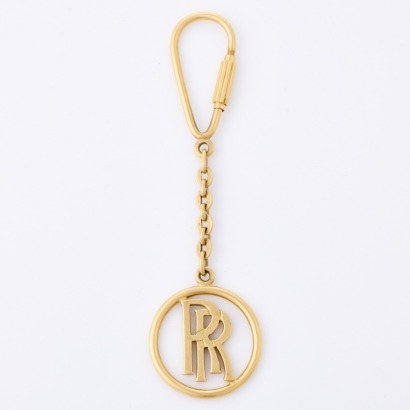 18ct Yellow Gold, Vintage Key Chain with Rolls Royce Logo