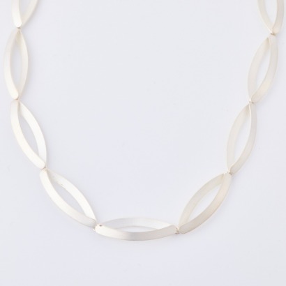 Sterling Silver, Modern, 42cm Oval Necklace