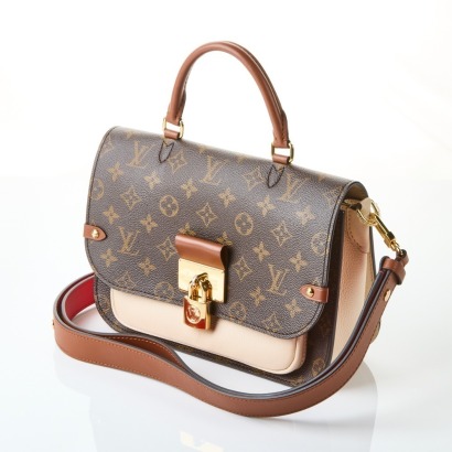 Louis Vuitton Vaugirard Brown and Cream Monogram Canvas Bag with Box