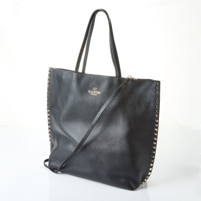 Valentino Black Leather Tote Bag