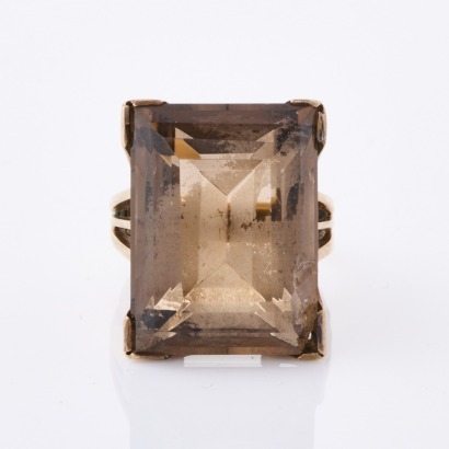 9ct Yellow Gold, Large Smokey Quartz Cocktail Ring