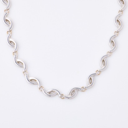 18ct White Gold, 41cm Fancy Link Necklace