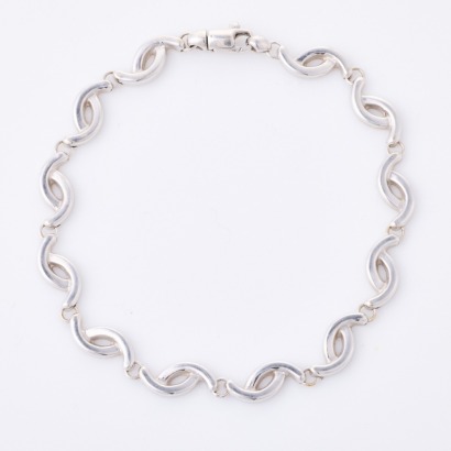 18ct White Gold, 18cm Fancy Link Bracelet