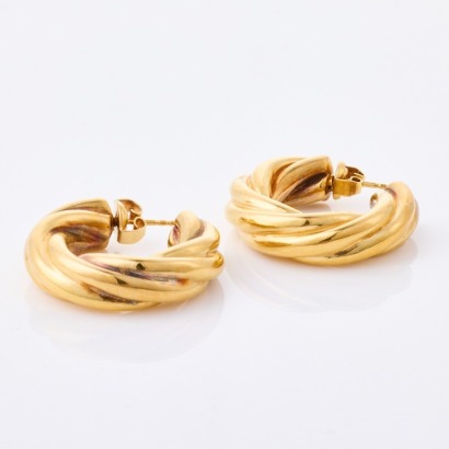 9ct Yellow Gold, 29mm Hollow Twist Hoop Earrings