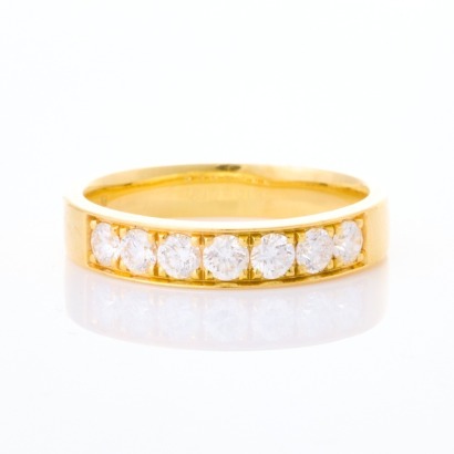 18ct Yellow Gold, .75ct Seven Stone Gasan Diamond Ring