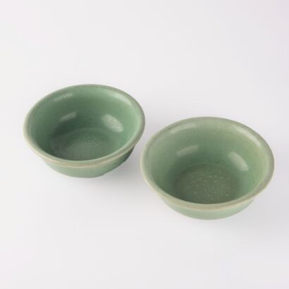 A pair of Korean celadon bowls