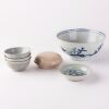 A set of Chinese Ming and Qing Dynasty blue and white bowl and plate and Three cups and A Song dynasty small powder box