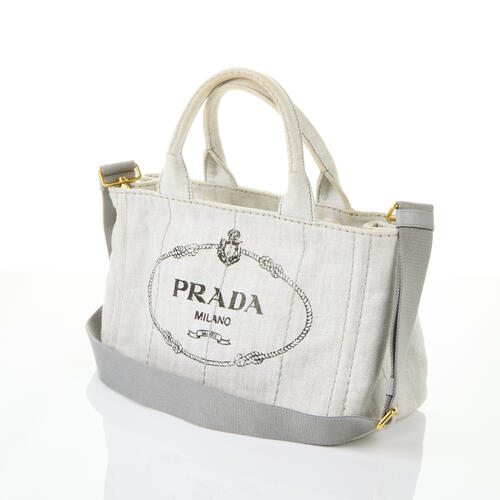 Prada Canapa Denim Two Way Tote Bag