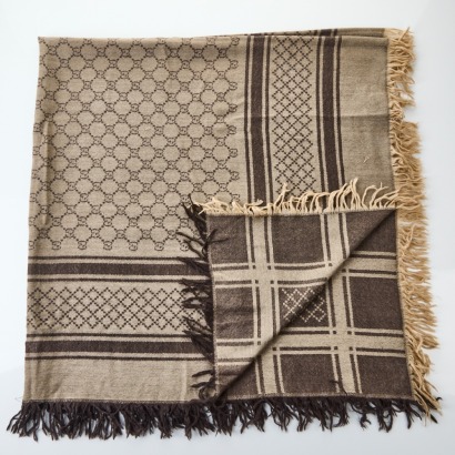 Gucci Fringed GG, 70% Wool 30% Silk Stole