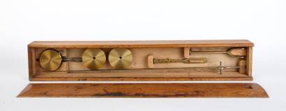 A Vintage Oak Cased Brass and Nickel Brass Scale