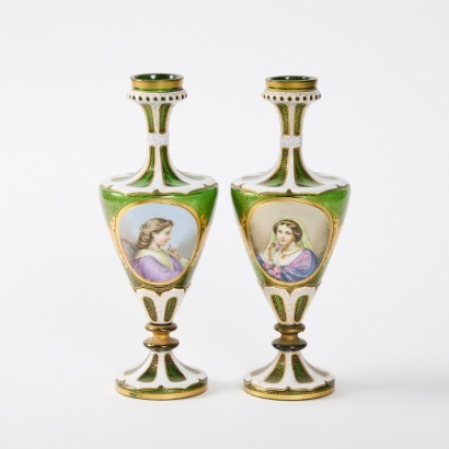 A Pair of Glass Biedermeier Vases
