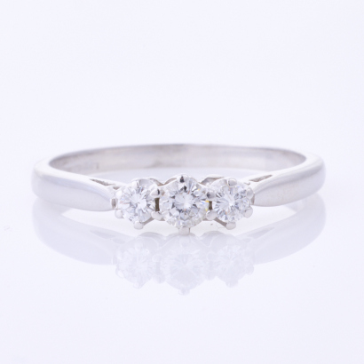 18ct White Gold, .25ct Three Stone Diamond Ring