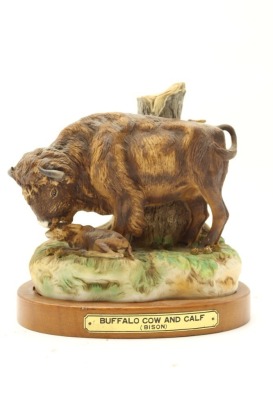 (1) Cyrus Noble Buffalo Cow And Calf Bison Decanter Straight Bourbon Whiskey, 80 Proof