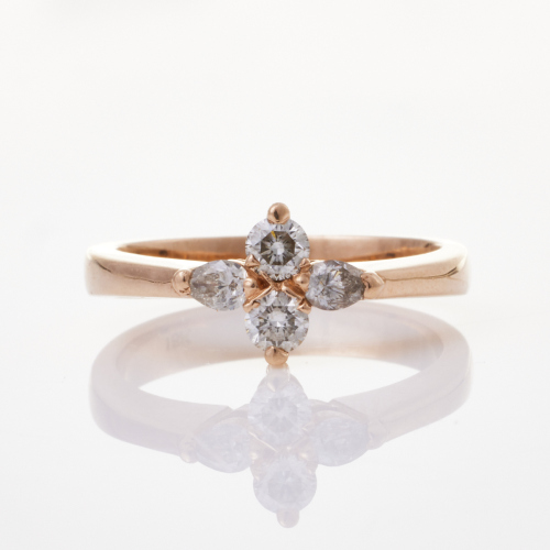 14ct Rose Gold, Modern, Four Stone .36ct Diamond Ring