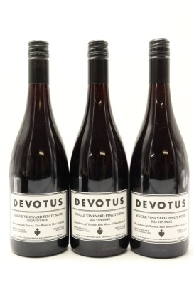 (3) 2022 Devotus Single Vineyard Pinot Noir, Martinborough