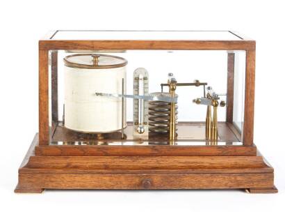 A Good Oak and Glass Cased 'Negretti & Zambra' Barograph