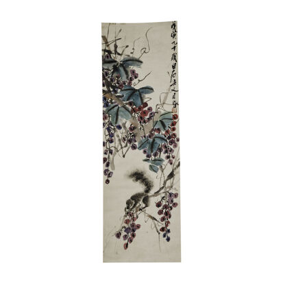 A Chinese Painting of Grapevine and squirrel (Qi baishi Mark)