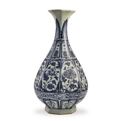 A Chinese Yuan Dynasty Style Blue and White Octagonal Vase