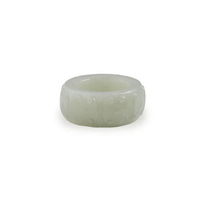 A Chinese White Jade Carving Belt Ring