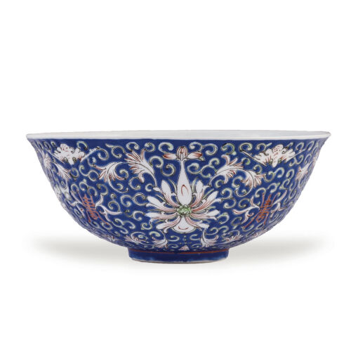 A Chinese Qing Dynasty Bowl decorated with blue enamal and longevity pattern (Da Qing Guangxu NianZhi Mark)