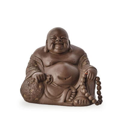 A Chinese Red Clay Maitreya Statue (with Mark)