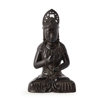 A Chinese Rosewood Carved Guanyin Statue