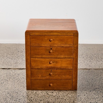 An Oak Art Deco Document Drawers Or Bedside Table