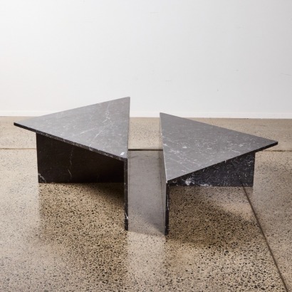 A Vintage Italian Two Piece Black Marble Coffee Table