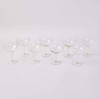 A Set Of Eight Hollow Stem Etched Starburst Champagne Coupes