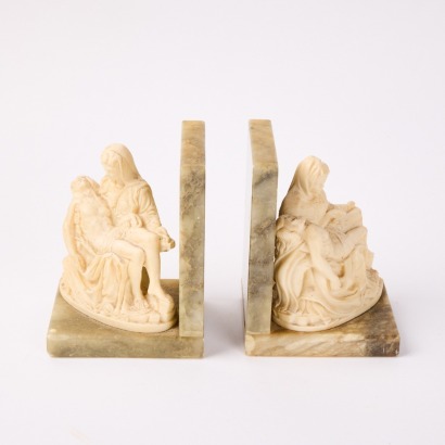 A Italian Pietra Alabaster Bookends