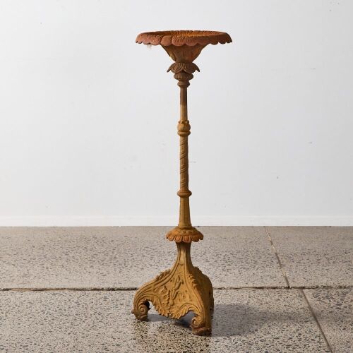A Tall Rustic Cast Iron Garden Plinth