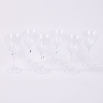 A Set of Six Crystal D'Arques Durand Florence Frosted Wine Glasses
