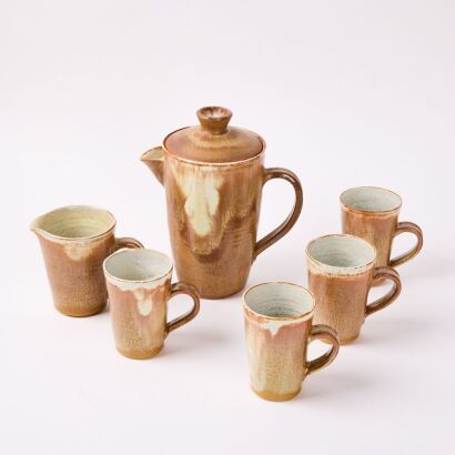 A Vintage Glazed Studio Pottery Coffee Set