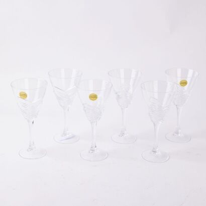 A Set of Six Fine French Crystal Wine Glasses