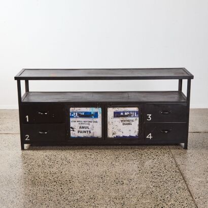 A Modern Industrial Metal Sideboard Storage Unit
