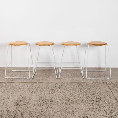 A Set of Four Hexagonal Italian Barstools