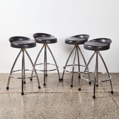 A Set of Four Italian Sintesi Bar Stools designed by Marcelo Ziliani