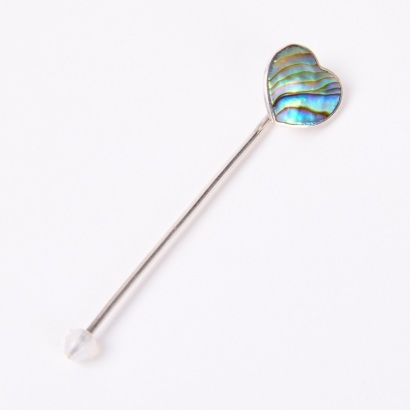 A Vintage Sterling Silver Inlaid Paua Heart Stick Pin