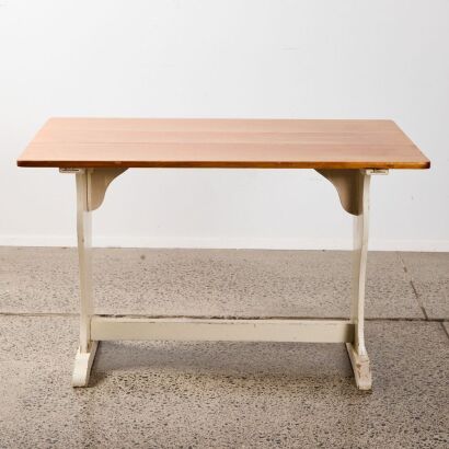 A Country Farmhouse Table With Solid Kauri Top