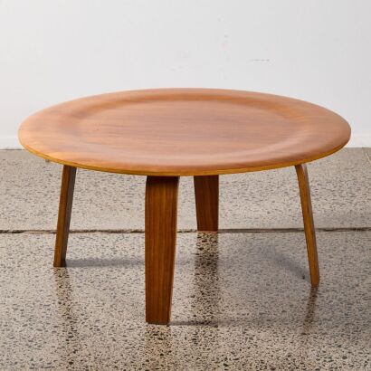 An Eames CTW Style Circular Coffee Table In Walnut