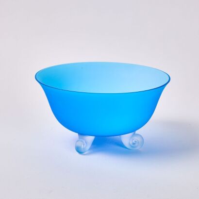 A Decorative Aqua Blue Glass Bowl