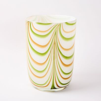 A Large Orange and Blue Art Glass Vase