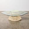 A Glass Brass And Stone Coffee Table - 2