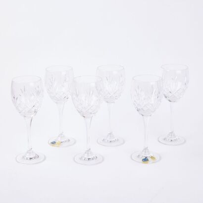 A Boxed Set of Bohemian Cut Crystal Glasses