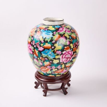 A Large Floral Ginger Jar
