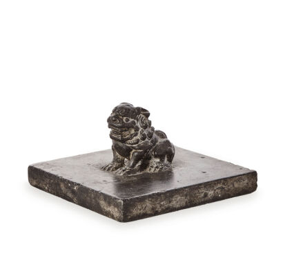 A Chinese Ming Dynasty Stone Carved Lion Dog Brick